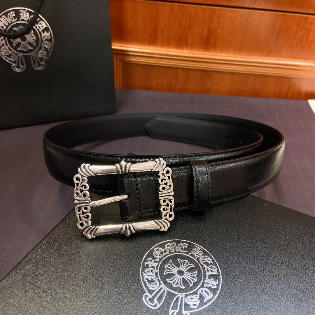 𝐂𝐡𝐫𝐨𝐦𝐞𝐇𝐞𝐚𝐫𝐭𝐬 Crow Heart Japanese pin buckle belt [fixed style], brass silver-plated hardware and imported wax leather belt, very cool. Width 3.0cmp520